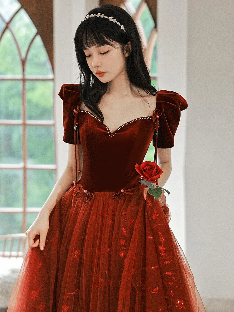 

Ele Wedding Dr New 2025 High End Luxury Bride Gown for Return Home Dinner Par Faionable Long Evening Gown