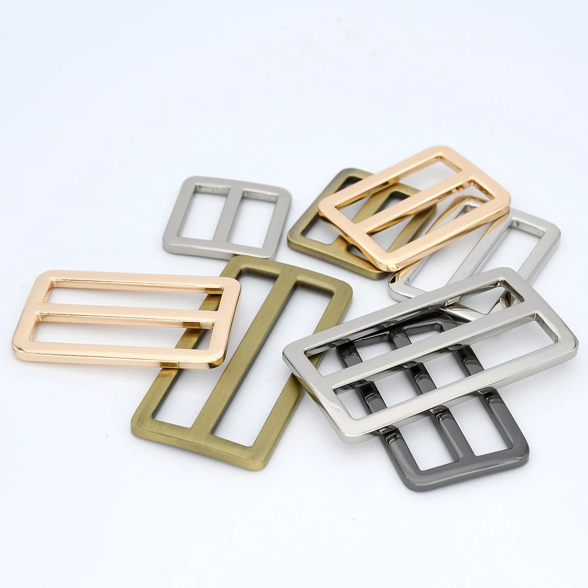 1 Piece Metal Tri-glide Buckle High Quality Adjust Square Buckle Slider Loop Leathercraft Bag Shoulder Strap Belt Webbing Parts