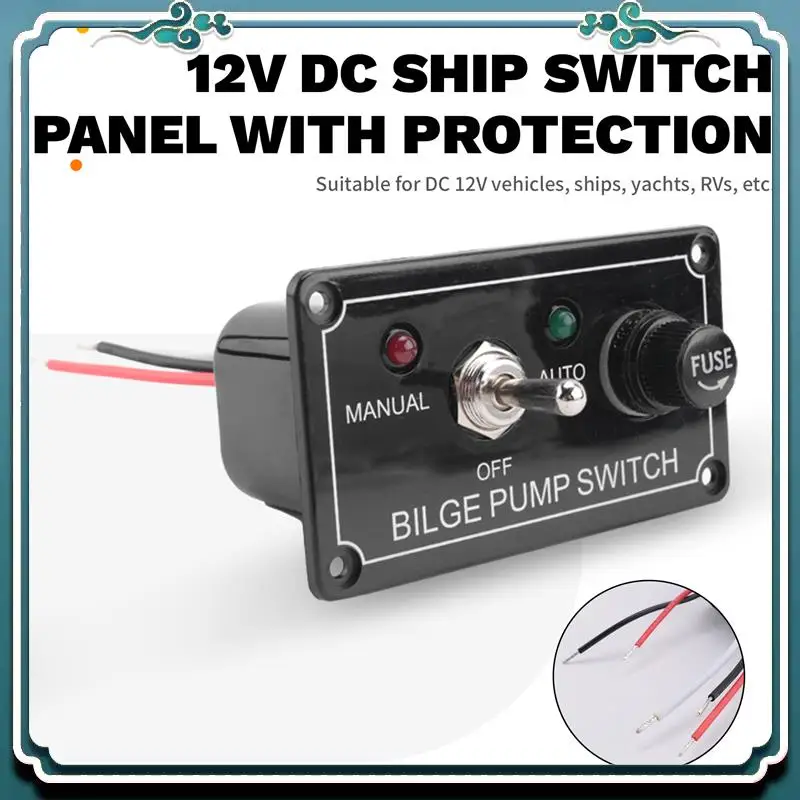 Premium DC 12V Fused Marine Bilge Pump Switch Panel With LED Indicator Light Manual/Off/Auto 3-Way Toggle Switch
