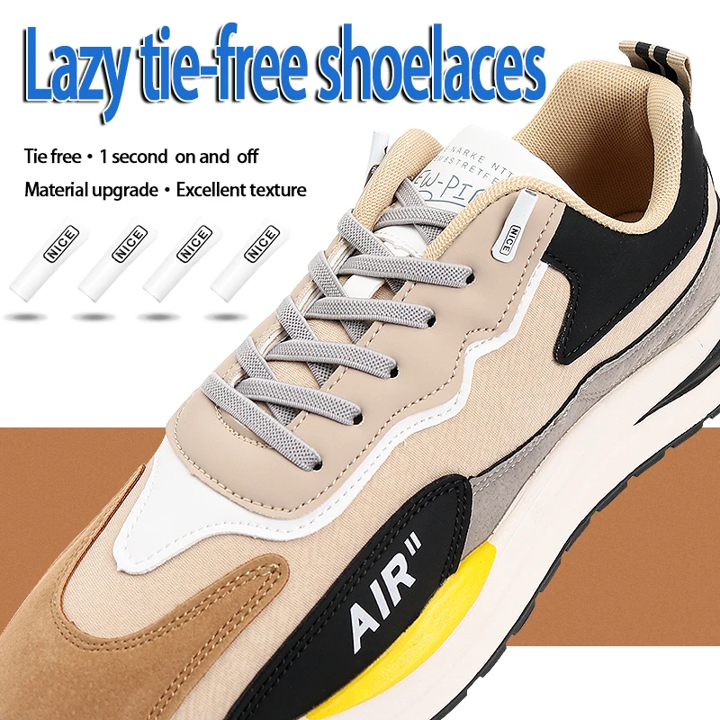 1Pair Classic Shoelaces Without Ties Flat Elastic Laces Sneakers Buckle Easy to Remove Lazy Kids Adult Rubber Bands Shoestring