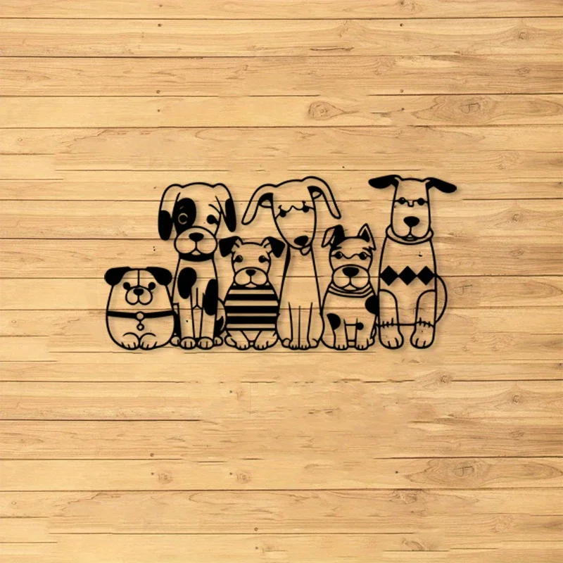 Naughty Dog Metal Wall Art, 2D Flat Game Room Pet Space Decor, Dog‑Day Animal‑Lover Room Gift