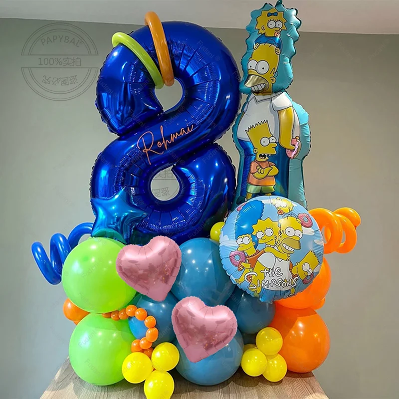 36pcs Cartoon Anime Aluminum Film The Simpsons Balloon Set Children Birthday Party Decoration Baby Shower Helium Globos 2025