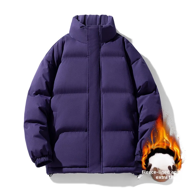

2025 New Men's Winter Cotton Jacket, Stand Collar Outdoor Padded Coat, Thick Warm Solid Color Large Size Puffer Jacket