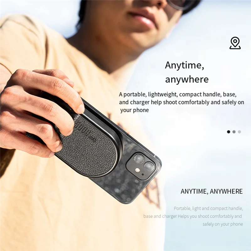 

ABKI-Magnetic Phone Hand Grip For Magsafe Handheld Bluetooth Phone Photo Mount For Vlog Wireless Charging Power Bank