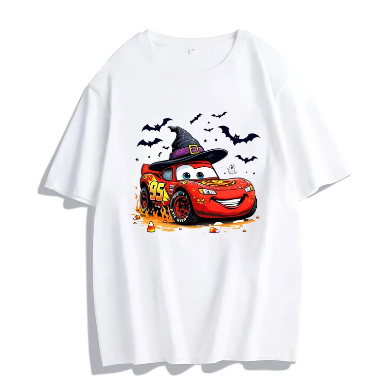 

Halloween Disney McQueen Cars T-shirt Fashion Summer Women Casual Short Sleeves Streetwear T Shirt Harajuku O-Neck Tees Tops