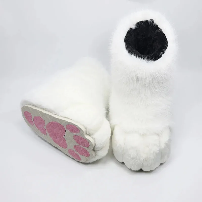 Furry Cat Paw Shoes Fluffy Boots Girl Shoes Beast Paw Cute Plush Kig Fursuit Animal Foot Socks Anime Party Cosplay Costume