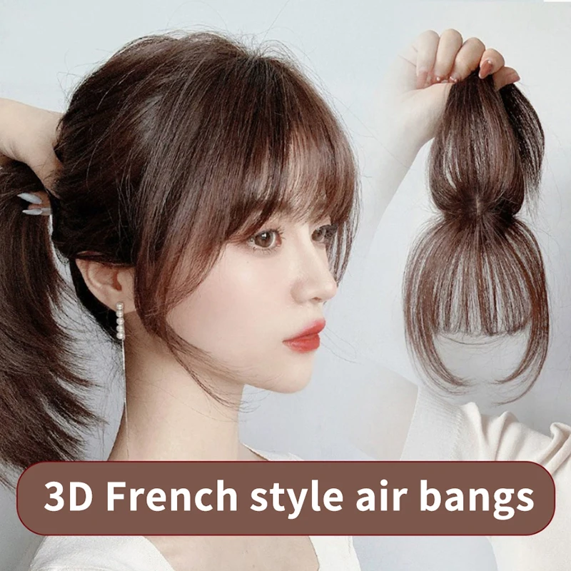 

French Style Synthetic Hair Bangs Girl Hair Accessories Women's Forehead Clip Hair Extension With Natural Curvature Of Sideburns