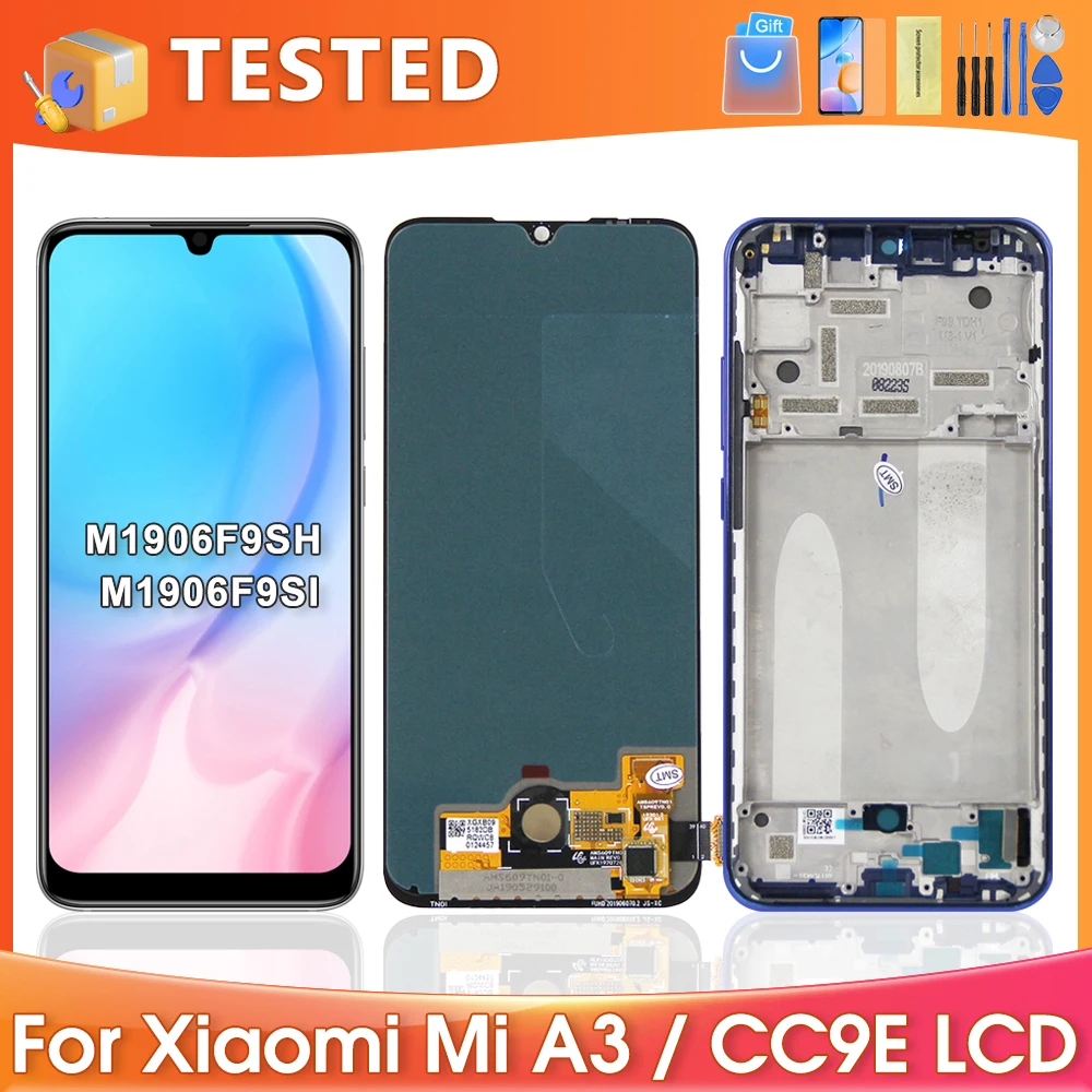 6.09''For Xiaomi Mi A3 For Mi CC9E M1906F9SH M1906F9SI LCD Display Touch Screen Digitizer Assembly Replacement