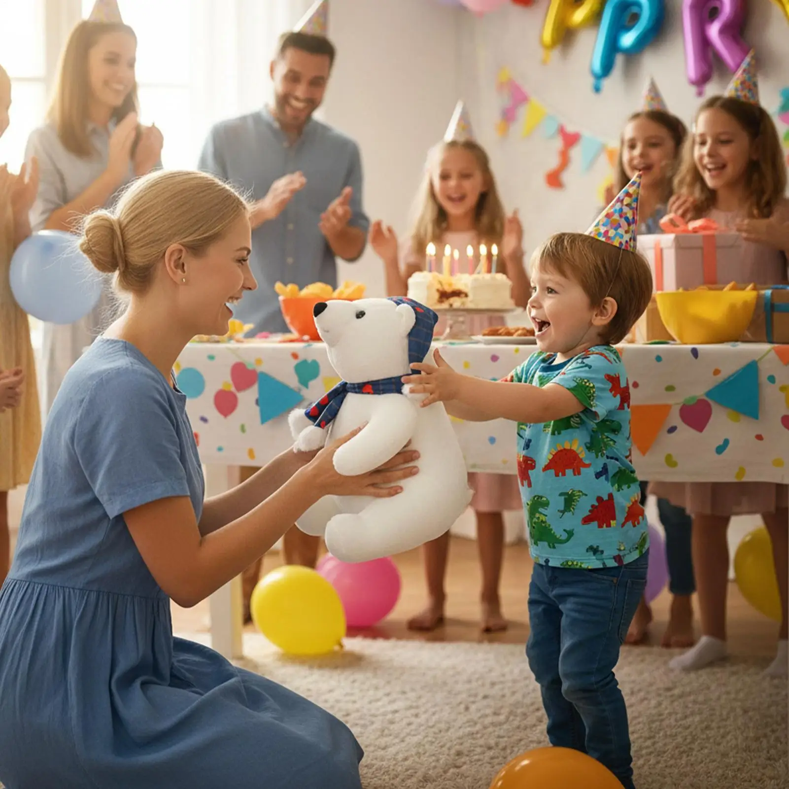 

Stuffed Polar Bear Cute Christmas Plush Toy Polar Bear Wearing Scarf Soft Doll For Kids Girls Sofa Bedside Living Room Bedroom