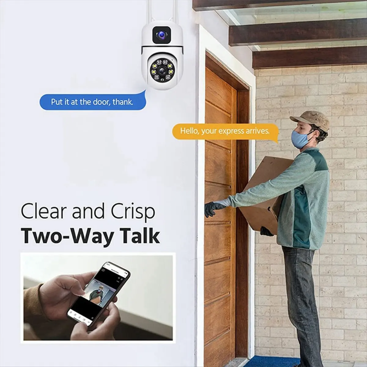 HD Smart Surveillance Camera Indoor HD Dual-Lens Dual-Screen Linkage Surveillance Camera 360° Rotation Two-Way Voice