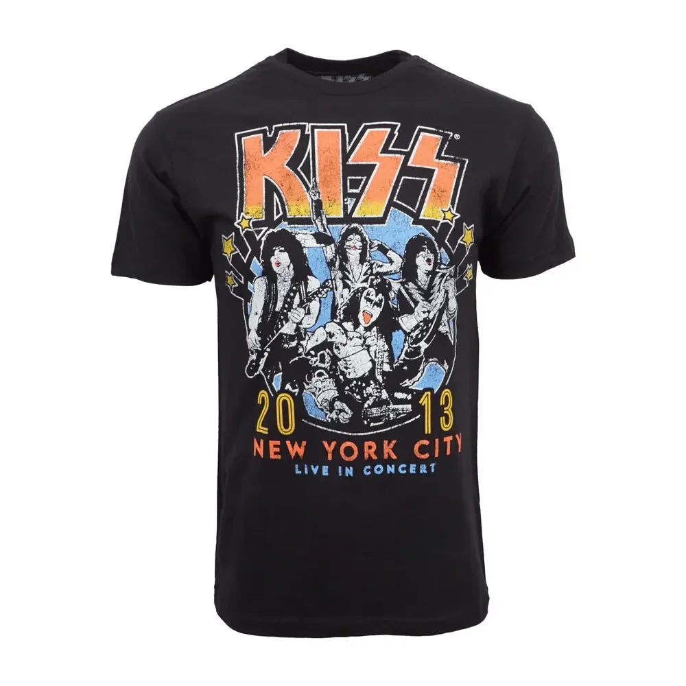 KISS  NEW YORK CITY LIVE IN CONCERT  T   ITEM BLACKUnisex Summer T-shirt Pure Cotton Luxury Brand Retro