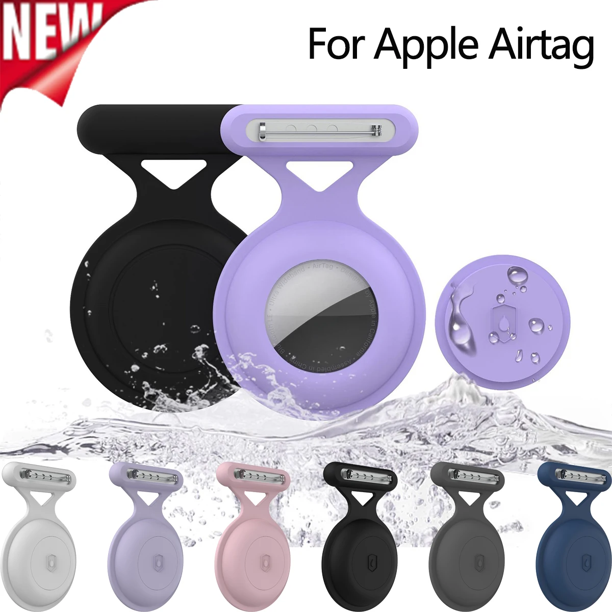 Protective Silicone Case For AirTag Tracker Hidden Brooch Pin Kids Anti-lost Waterproof Holder for Air Tag Tracker Accessories
