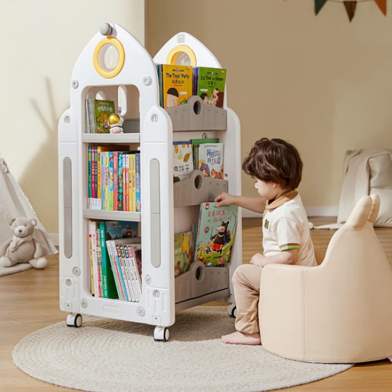 Children's bookshelf storage rack Rotating integrated floor stable bookcase shelf Toy box Baby picture book rack Practical