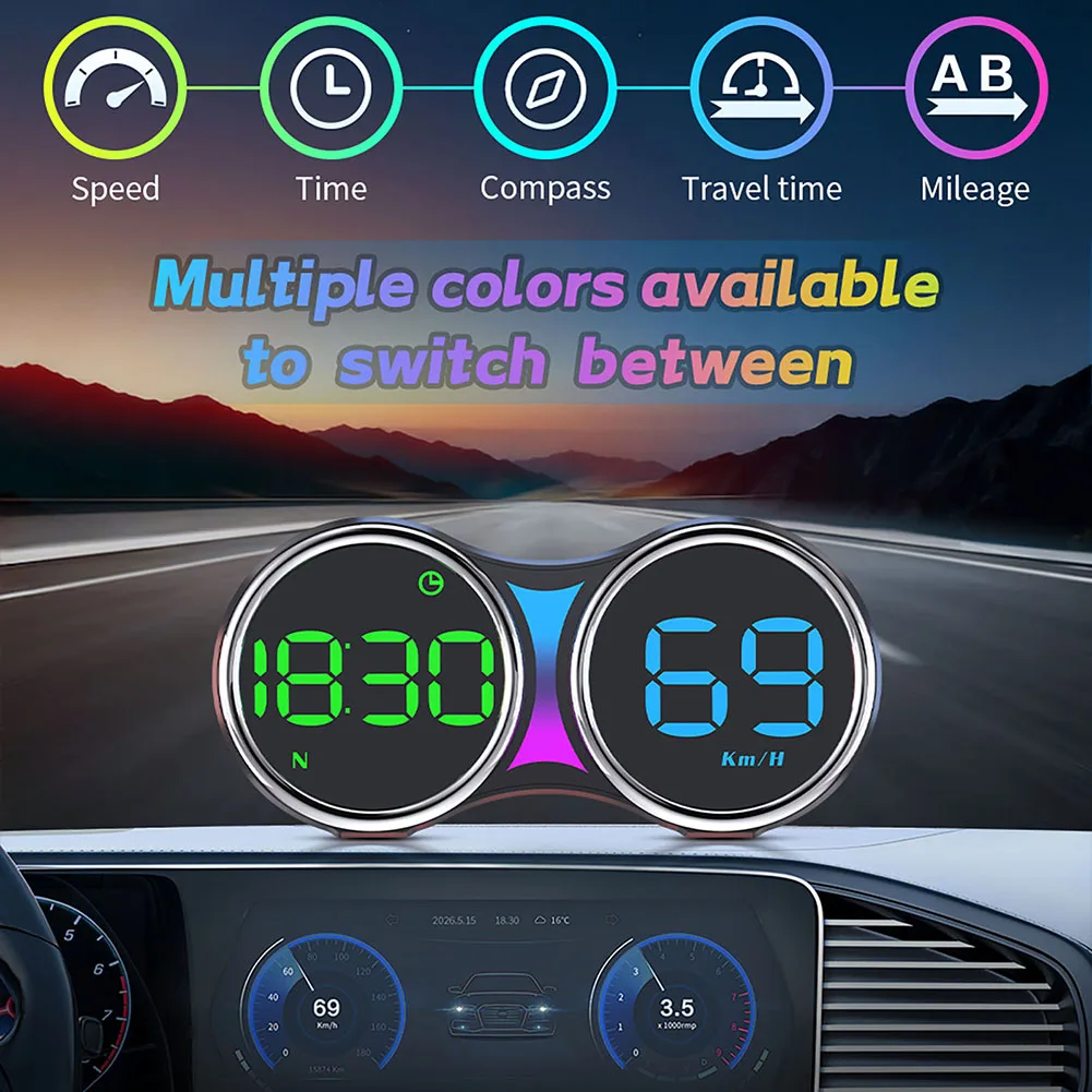 GPS Digital Dashboard Instrument Cluster Speed On Board Computer Clock Display With Overspeed Alarm Car Electronic Accessories