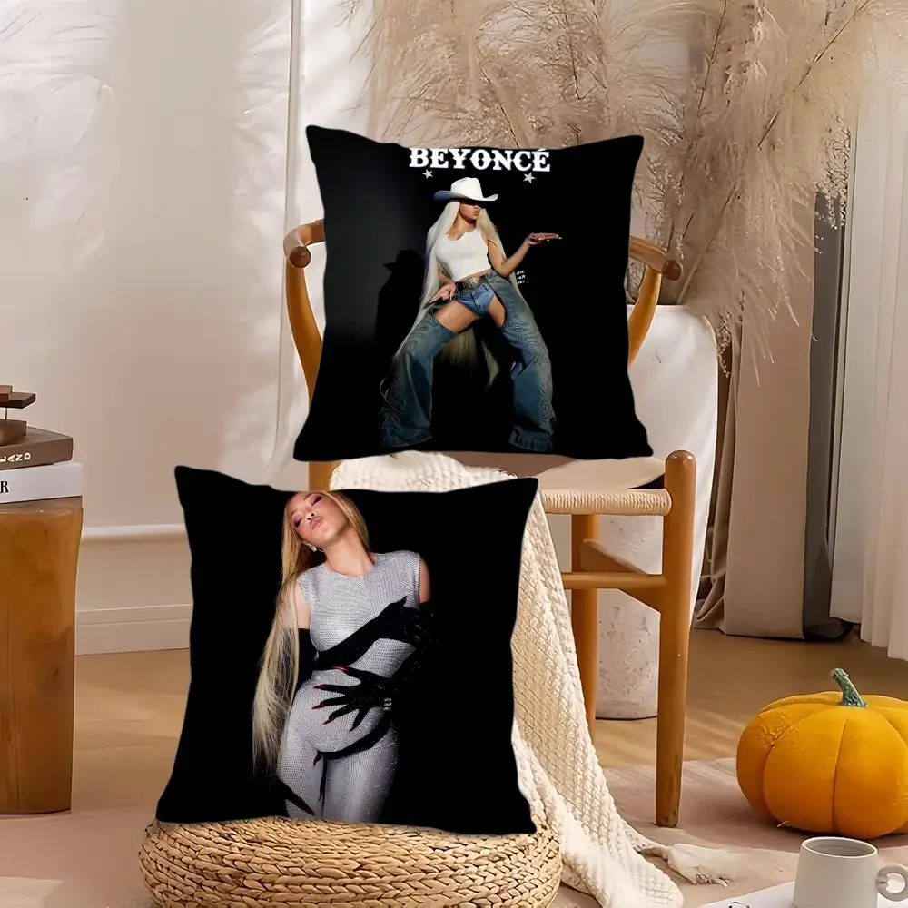 Singer B-Beyonce Cushion Cover Soft Plush Throw Pillow Cover | Double-Sided Decorative Cushion Case | Sofa Bedroom Home Decor