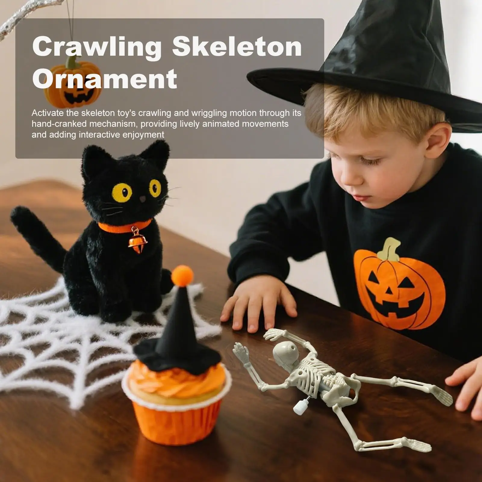 Halloween Skeleton Toy Halloween Skeleton Figure Clockwork Toys Spooky Desk Figurines For Party Table Home Living Room Office