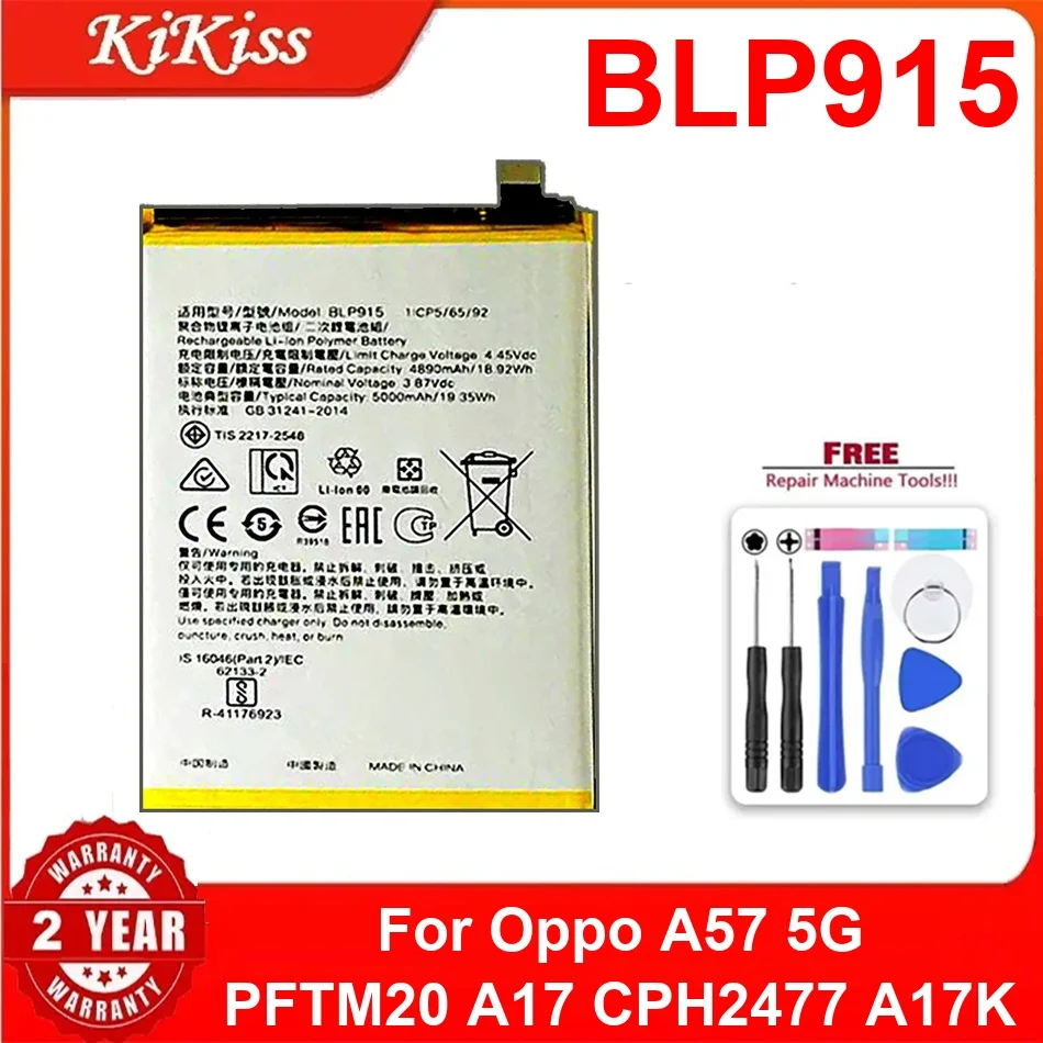 

BLP915 Battery For Oppo A57 5G PFTM20 A17 CPH2477 A17K Replacement Lithium Polymer Bateria