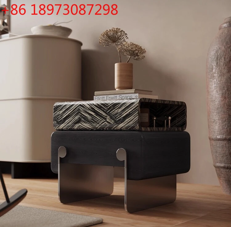 

Итальянский минималистичный небольшой прикроватный столик для спальни, креативный бытовой вращающийся кожаный прикроватный шкаф из ясеня