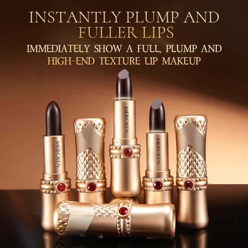Mercilen 5-Color Obsidian Secret Realm Long-Lasting Color Fixing Essence Lipstick, Moisturizing Lip Balm, Long-Lasting, Waterproof, Smooth, Non-Sticky, No Residue, Suitable for All Skin Tones, Suitable for Casual Wear, Special Occasions, Party Makeup view 4