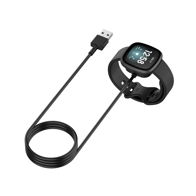 1M Kabel Pengisi Daya untuk Penggantian Fitbit Sense Kabel Pengisi Daya USB Kabel Klip Dock Aksesori untuk Fitbit Versa 3 Smartwatc