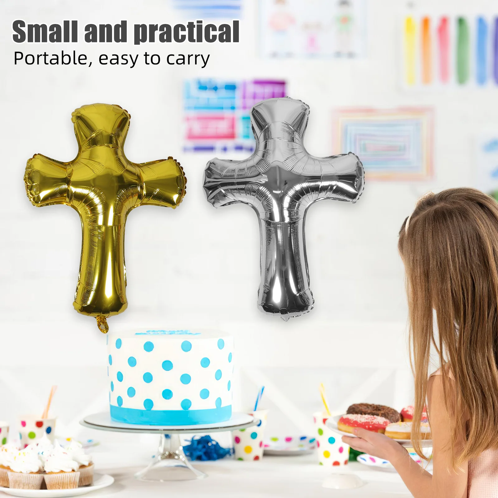 10 шт. 3D религиозные крестовые шары из фольги, набор воздушных шаров для украшения крещения на день рождения для использования в помещении и на открытом воздухе