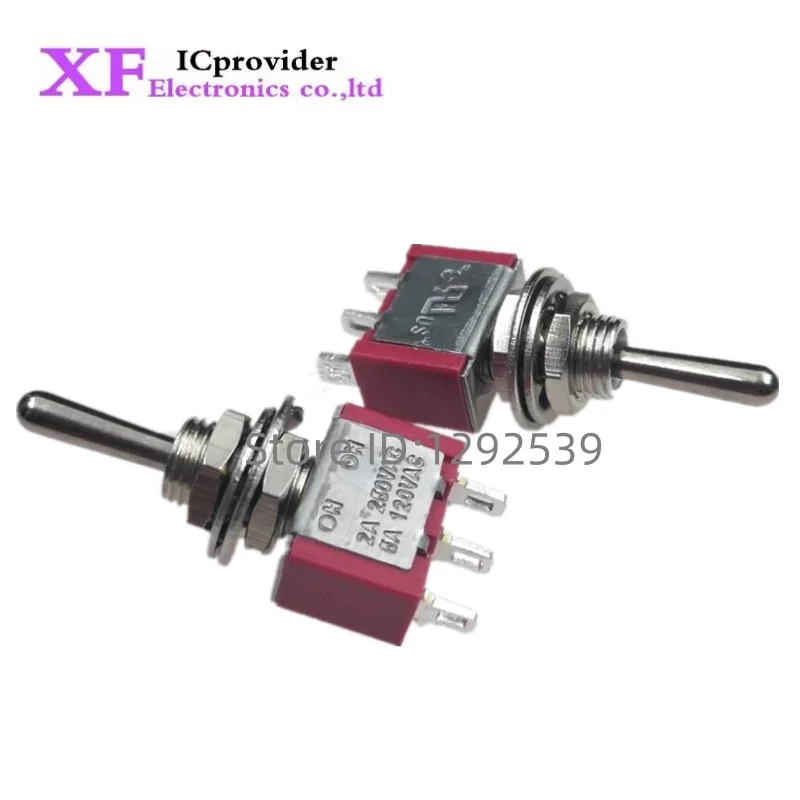 XF 100PCS Momentary Toggle Switch 6MM ON-OFF-ON 3A 250VAC 6A 125VAC SPDT 3 Position Reset Switche With Solder Terminal MTS-123