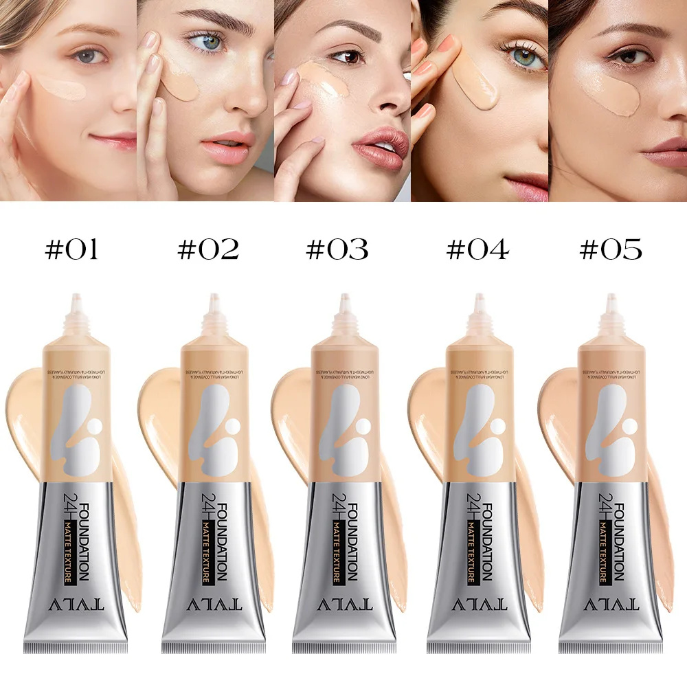 Base facial con Control de aceite, crema BB, corrector duradero resistente al agua, cobertura completa, textura mate, Base líquida, maquillaje