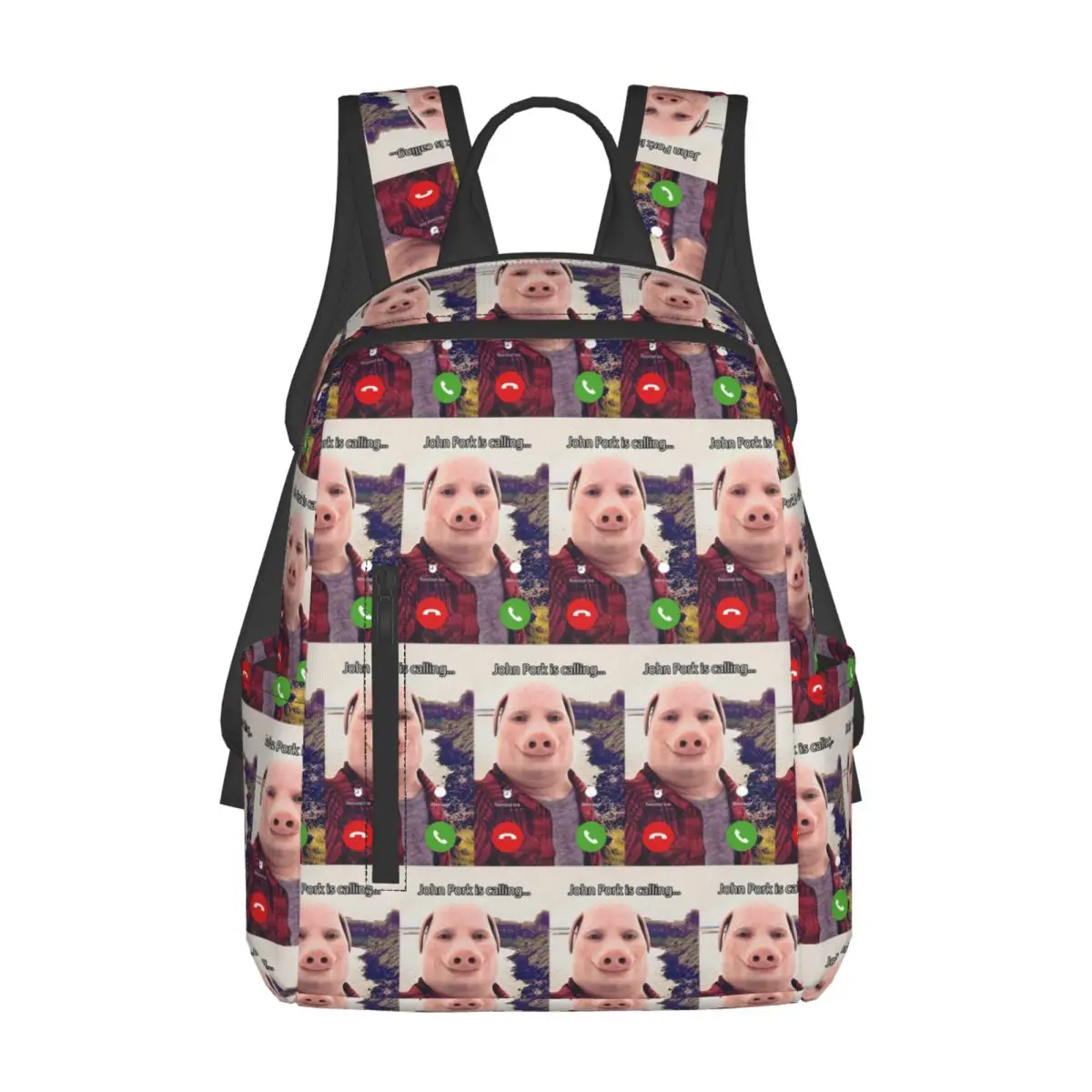 

John Pork Is Calling Answer Call Phone Backpack Large Capacity Children BookBag School Bag Shoulder Bags for Men Women