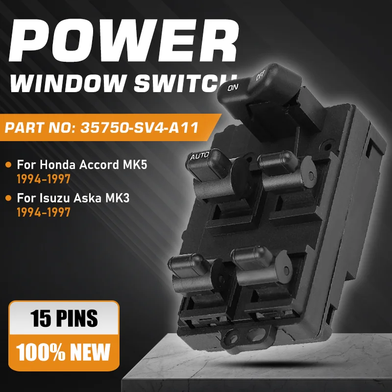 

Power Master Window Control Switch Regulator Button For Honda Accord MK5 Isuzu Aska MK3 1994 1995 1996 1997 35750SV4A11 15 Pins