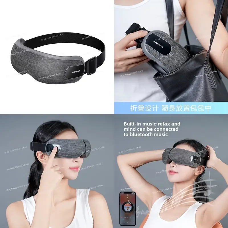 Smart Bluetooth Eye Massager - Heated Air Pressure Relief | Music Therapy | Foldable & Portable | USB Rechargeable
