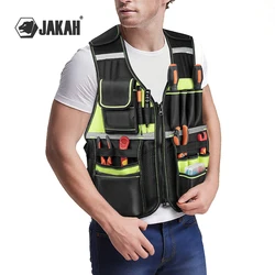 Workwear Allround Work Tool Vest Safety Vest with Multi-pockets and Zipper Tool Bag Heavy Duty Tool Vest for Electricians