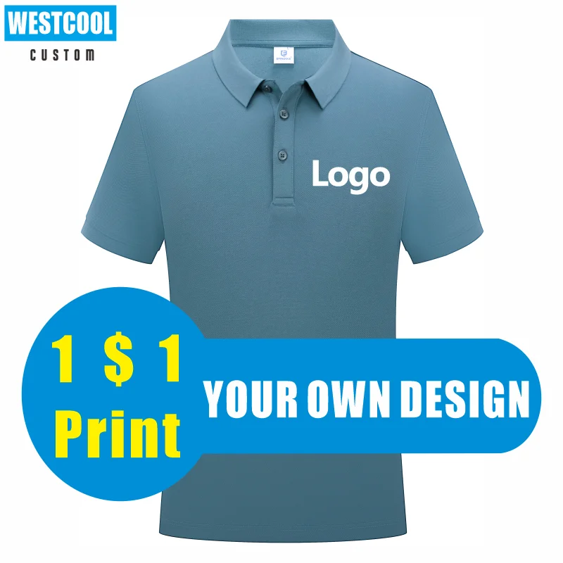 WESTCOOL 12 Pure Color Polo Shirt Custom Logo Print Personal Group Design Embroidery Men Women Clothing Summer Breathable S-6XL