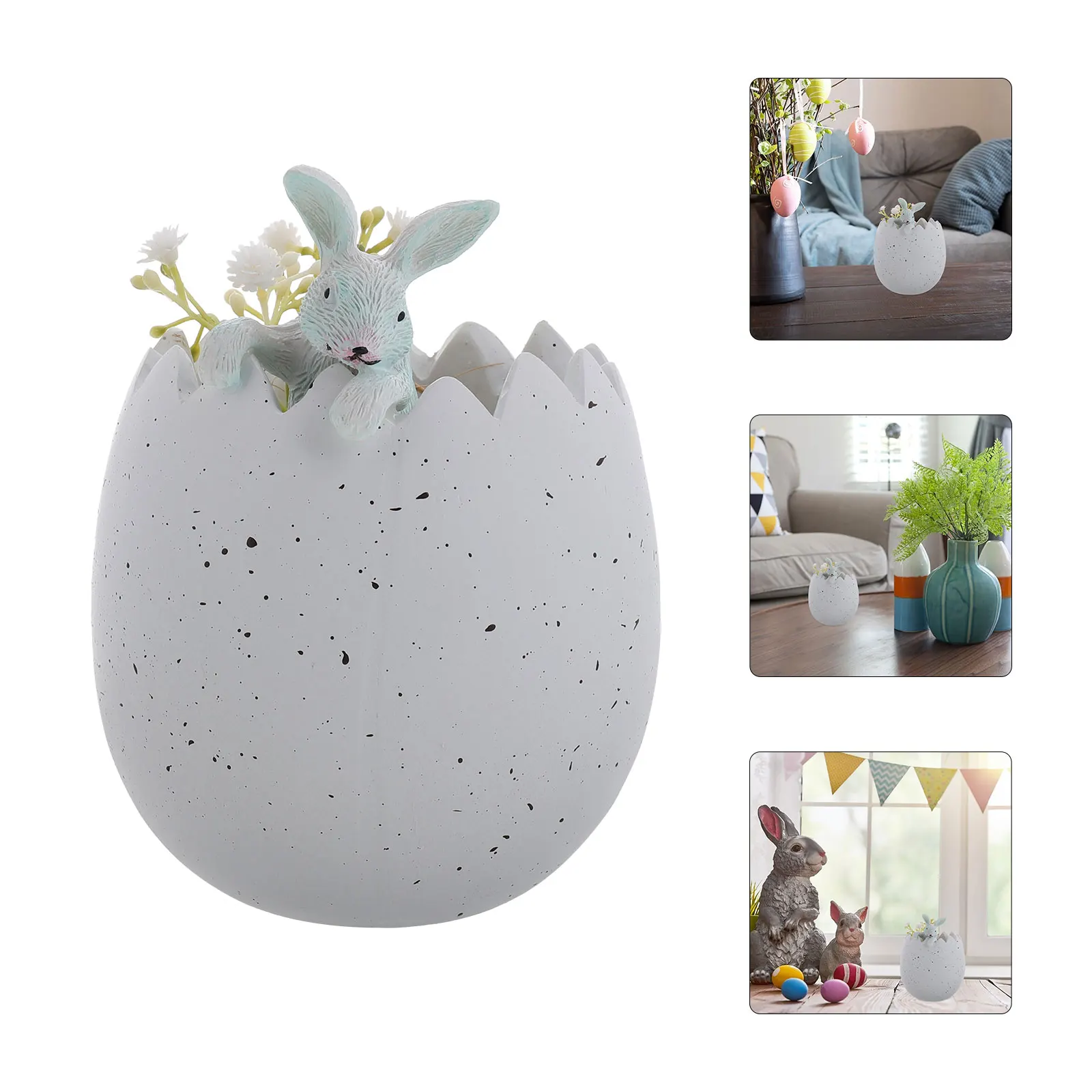 

Broken Shell Flower Pot Bunny Ornaments Easter Decoration Figurine Cactus Succulent Pots Statuette