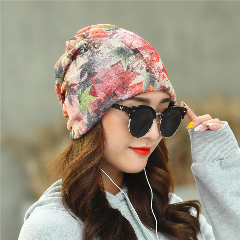 Women Hat Flower Beanie Summer Autumn Thin Beanies Hats For Women Ladies Headgear Turban Hat Female Bonnet Ear Hat Fashion