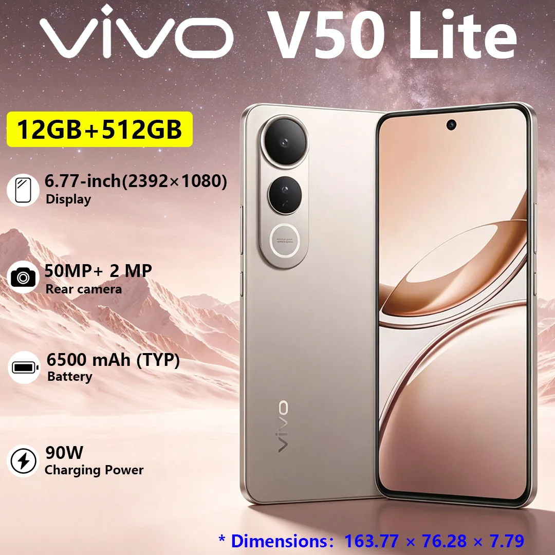 

vivo V50 Lite Dual-SIM 5G Mobile Phone 6.77inch 120Hz Screen 6500mAh‌ Battery 90W Fast Charging Cost-effective Gaming Smartphone