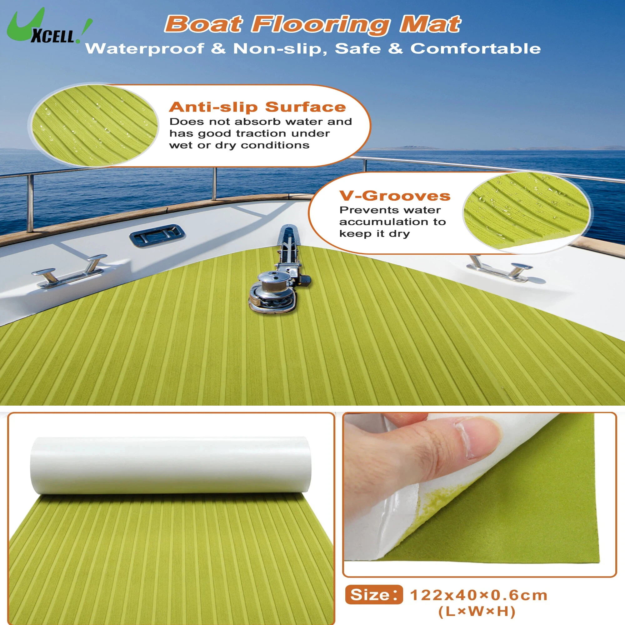 

UXCELL Self-Adhesive 122x40cm Boat Flooring Steep EVA Foam Sheet Non-Slip Traction Pad for Boats Peridot Green Camo Brown