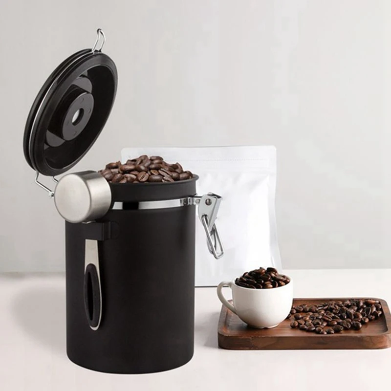 Coffee Canister,1.5L Coffee Storage Container One-Way Co2 Valve With Date Tracking Wheel,For Store Tea,Coffee Beans,Etc