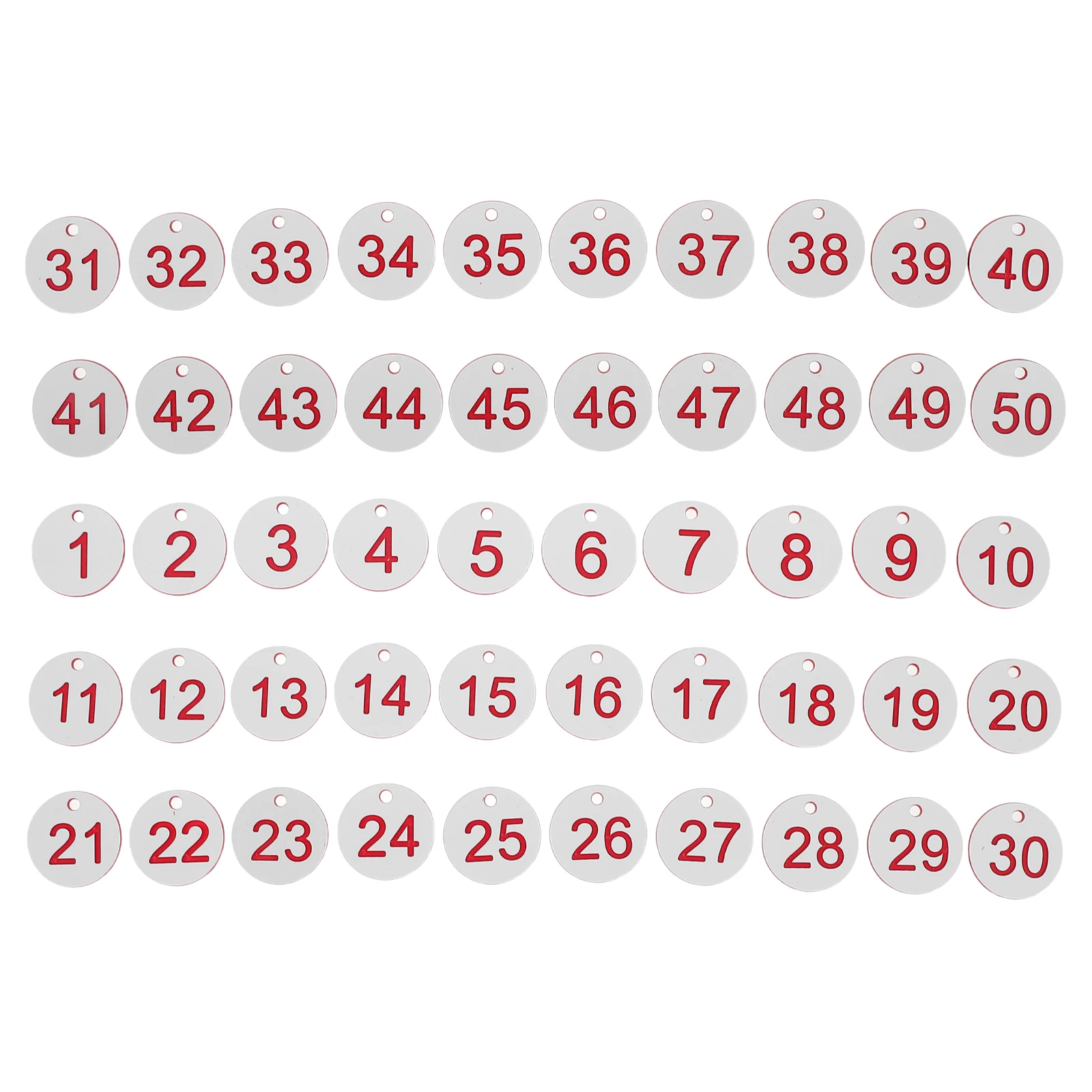 

50pcs Smart Number Tags 1-50 Round Plastic Identification Labels For Restaurant Table Markers Key Hanger Cards Coat Room Baggage