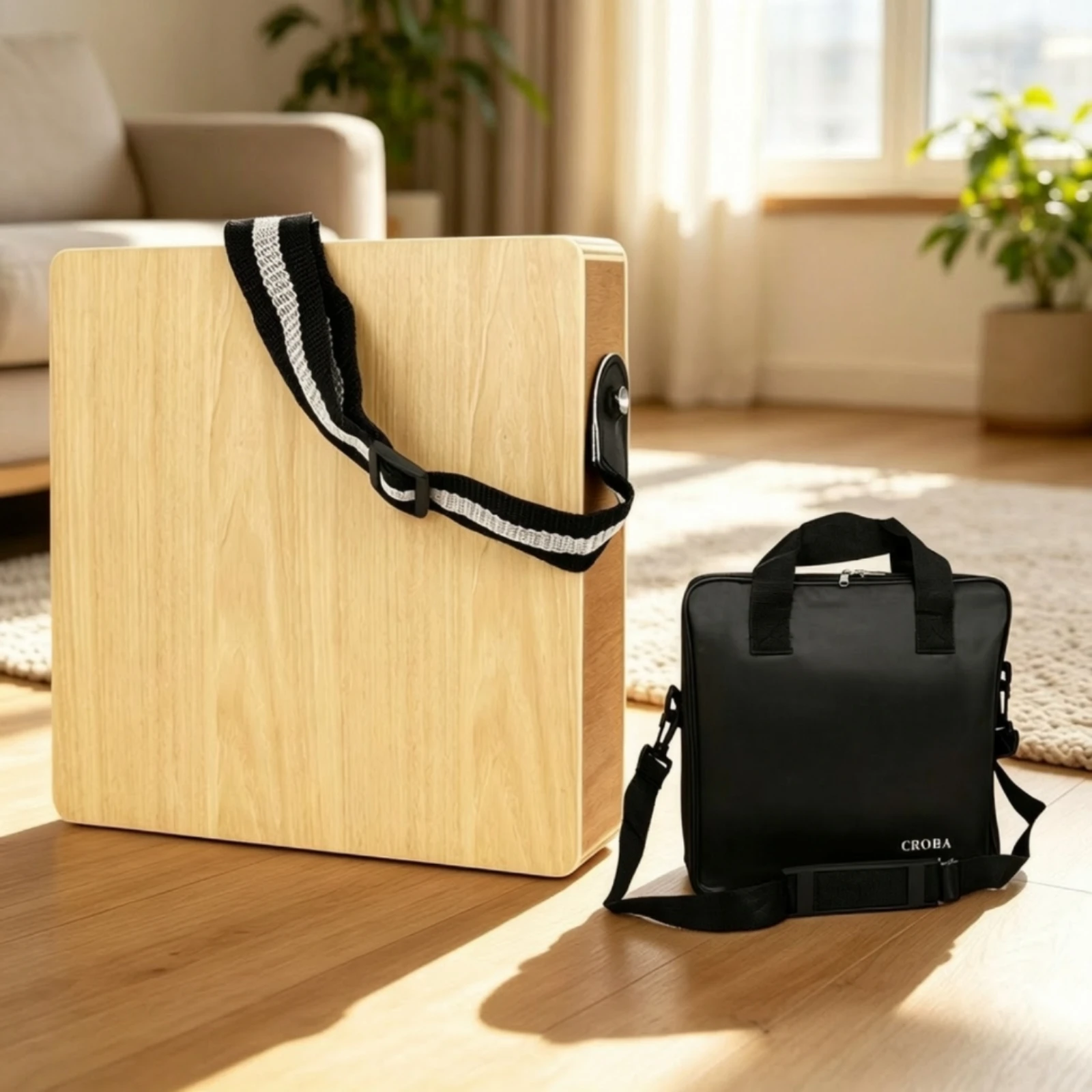 Cajon Drum Easy to Carry Cajon with Strap Wooden Drum with Strap High-Quality Percussion Instrument Beautiful for Travelers