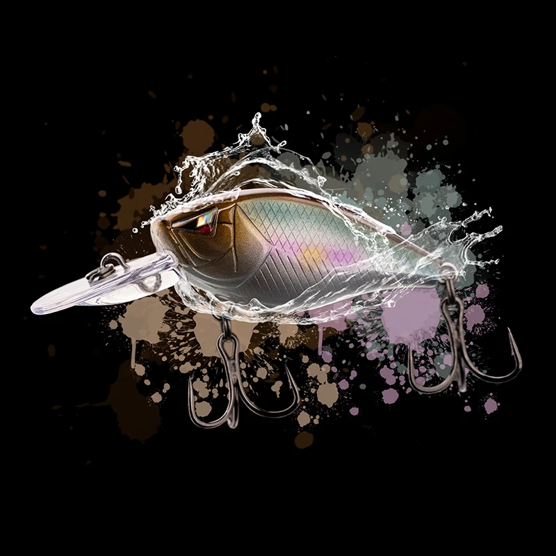 

American ARK Mini Shallow Noise Fatty CM36 Musta KVD Custom Hooklure Decoy Far Cast Perch