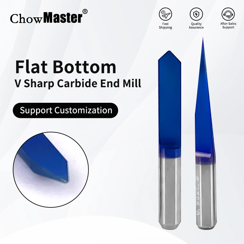 

10PCS Milling Cutter Flat Bottom Carbide End Mill 10 15 20 30 45 60 90 Degrees 0.1 0.2 0.3mm Tip 1/8 Shank CNC Engraving Bit
