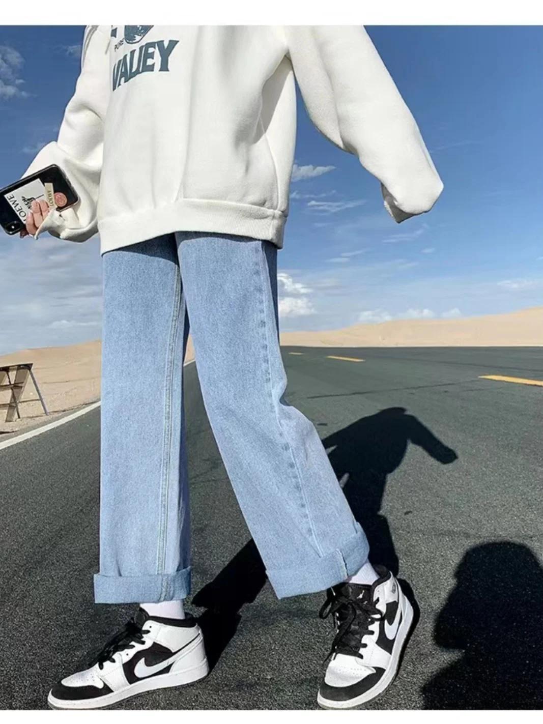 High Waist Slim Fit Straight Leg Denim Jeans Women's Student Vintage Versatile Long Pants Spring Autumn High Waist Skinny Jeans