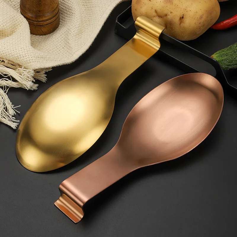 Gold-plated thickened stainless steel tableware spoon shelf buffet clip tray radium