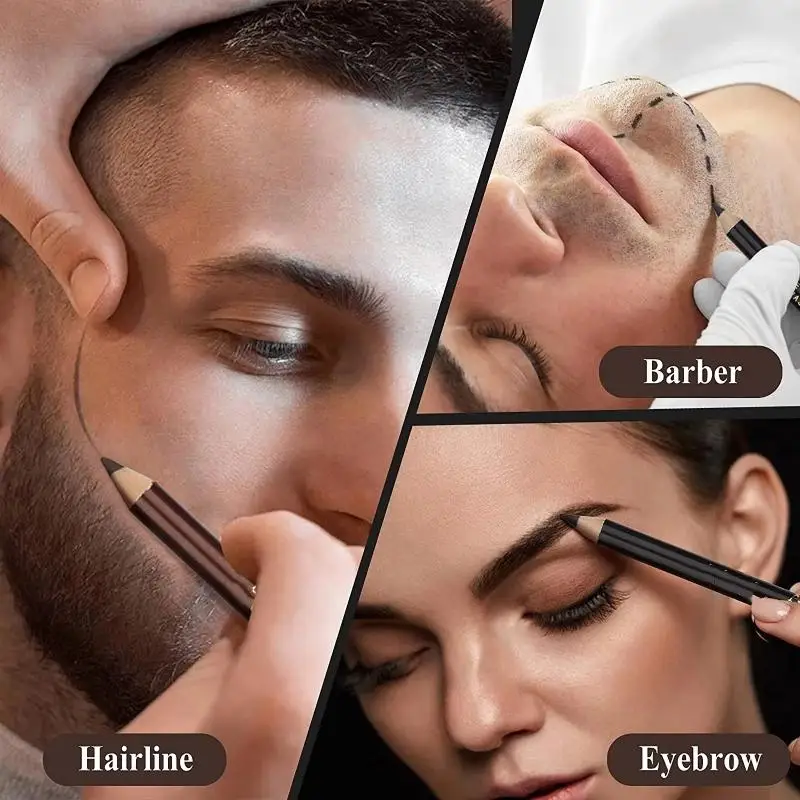 1/4Pcs Edge Hairline Trace Pen White Barber Beard Pencil With Sharpener For Haircut Eyebrow Hair Shaping Makeup view 3