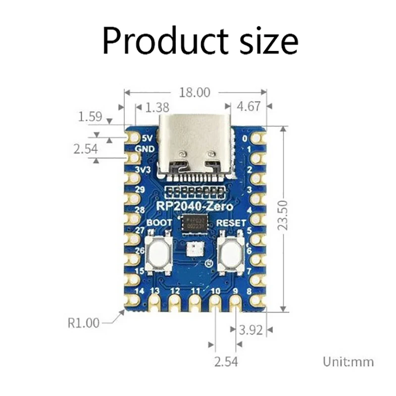 Desenvolvimento Módulo Board para Raspberry Pi, Dual-Core Cortex, M0 + processador, Flash 2MB, RP2040-Zero, RP2040, Pico microcontrolador