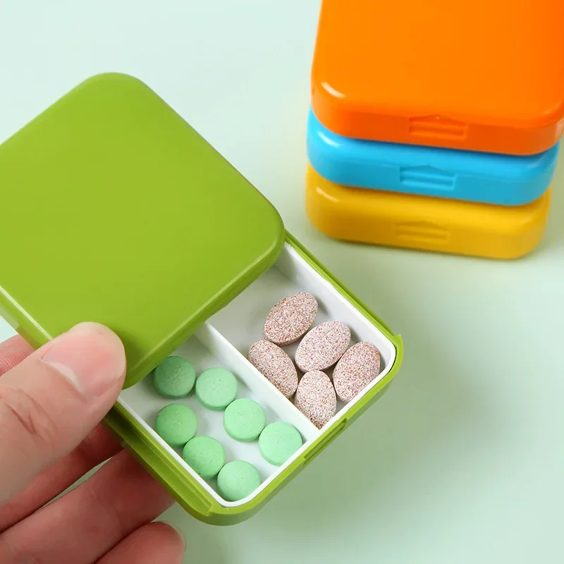 

Portable Push-Pull Pill Box Square Pill Cases Mini Two-Compartment Plastic Tablet Holder Container Dust-Proof Storage Box