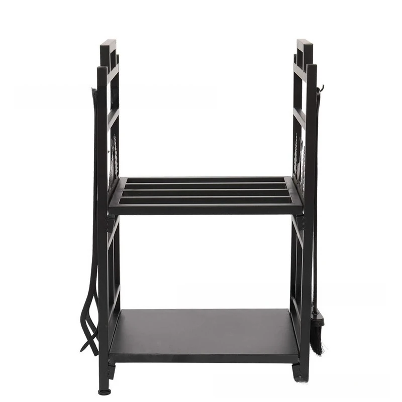 For fireplace wooden stands, a 2-layer iron-wood rack and 4 tool storage stacks assembled