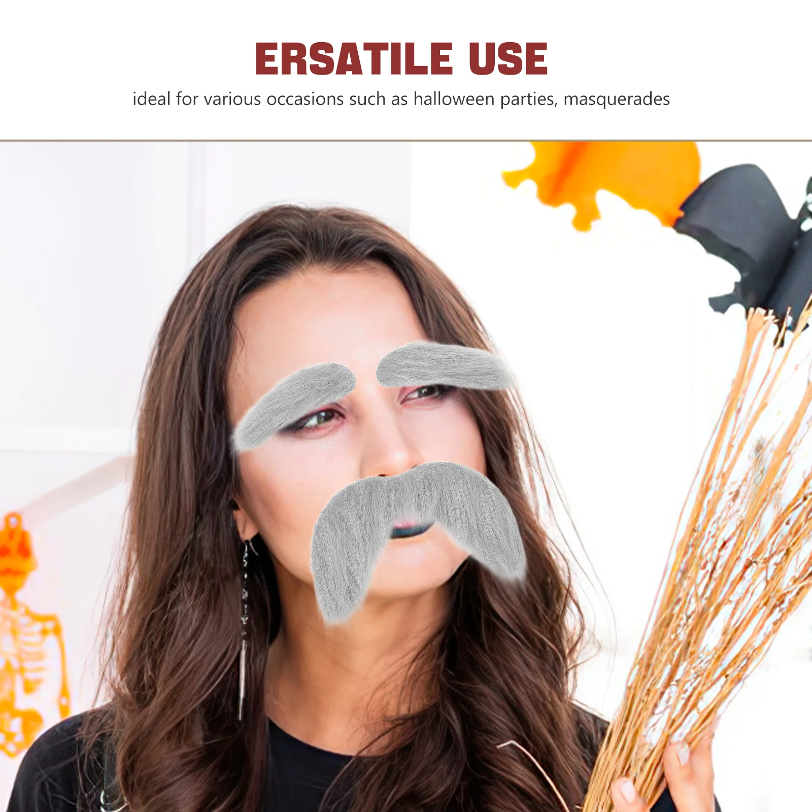 مجموعة حواجب اللحية المزيفة مكونة من 3 قطع ذاتية اللصق وشعر الوجه السميك الواقعي للهالوين وإكسسوارات الحفلات التنكرية المضحكة #3