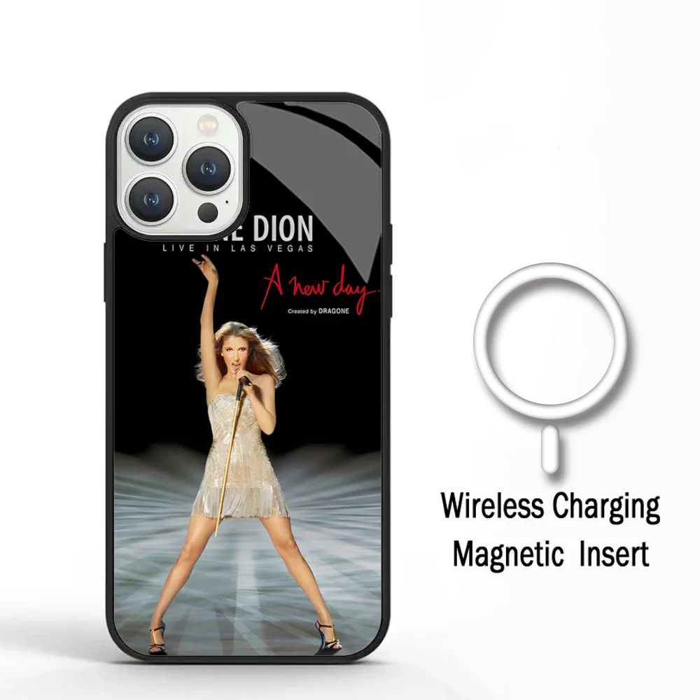 C-Celine Dion Phone Case For IPhone 11 12 13 14 15 Plus Pro Max Mirror Acrylic Cover For Magsafe Wireless Charging