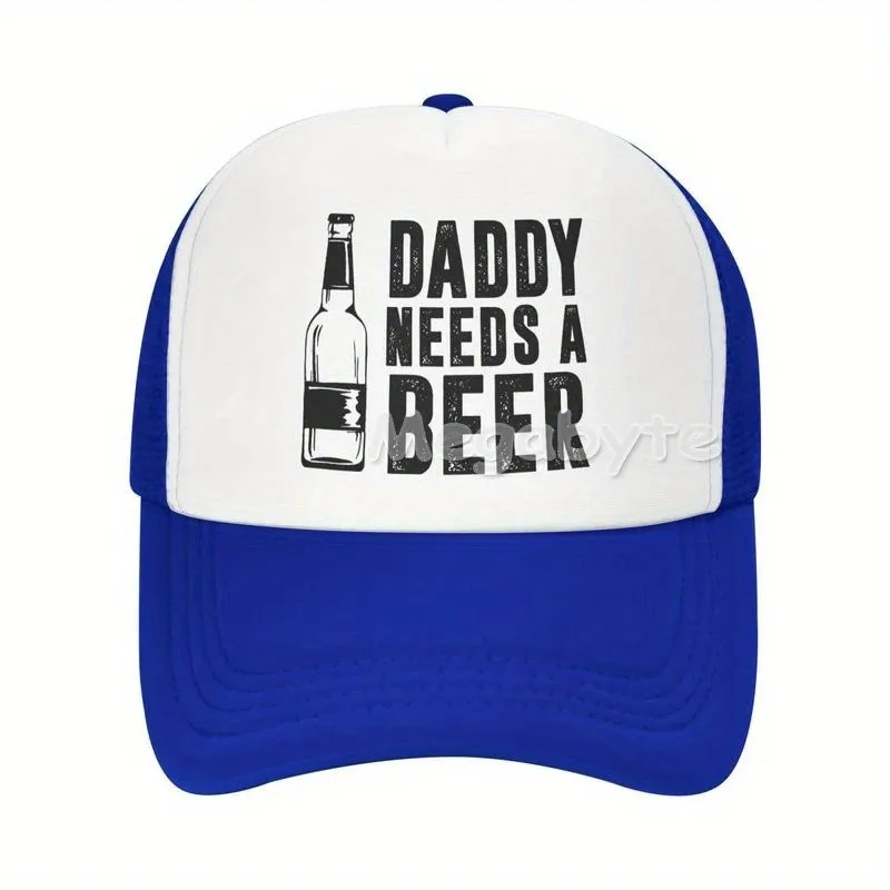 Daddy Needs A Beer Trucker Hat Funny Beer Print Adjustable Breathable Father's Day Gift for Beer-Loving Dads